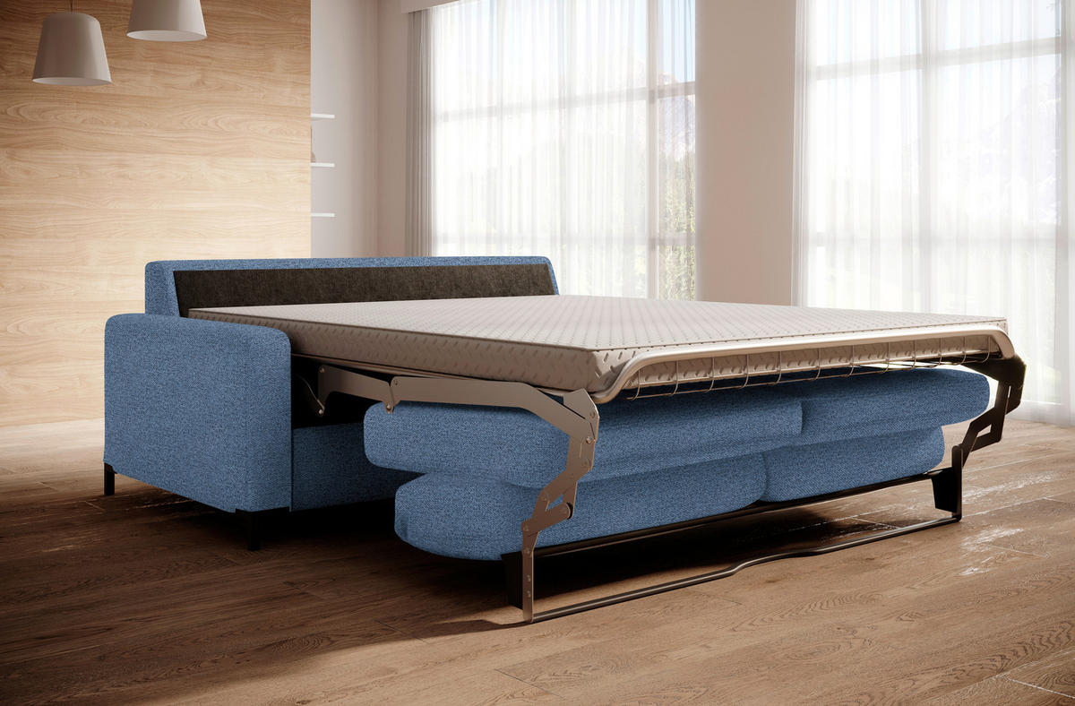 SCHLAFSOFA in Textil Hellblau  - Schwarz/Hellblau, Konventionell, Textil/Metall (187/84/97cm) - Welnova