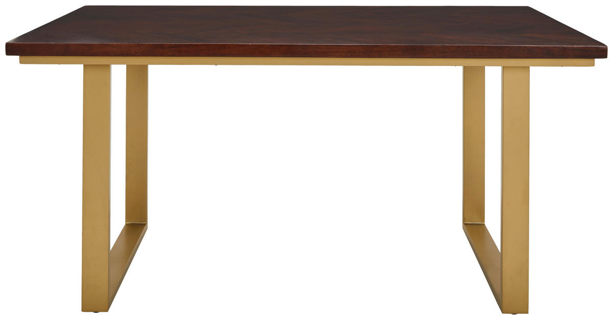 ESSTISCH in Holz, Metall 160/90/76 cm   - Goldfarben/Walnussfarben, Natur, Holz/Metall (160/90/76cm) - MID.YOU
