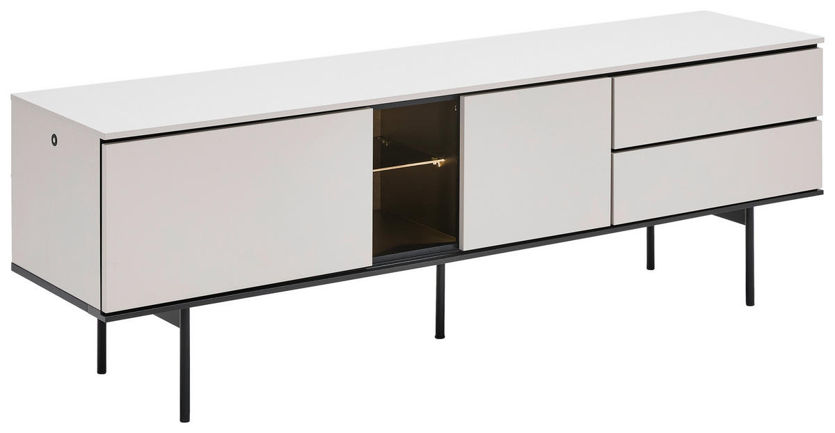 LOWBOARD  in 167/56/41 cm  - Kaschmir/Schwarz, Design, Glas/Holzwerkstoff (167/56/41cm) - Voleo