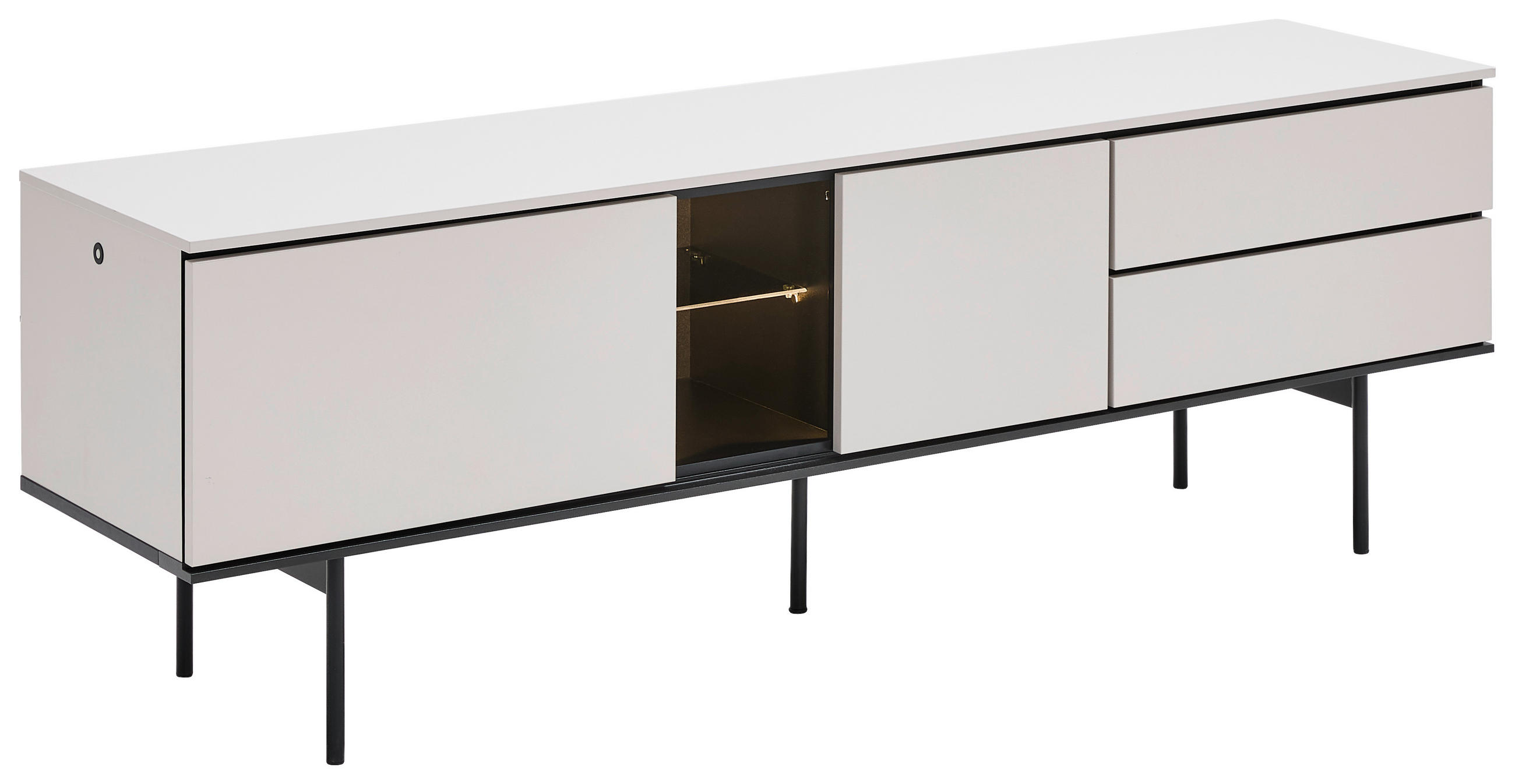 Voleo Lowboard Schwarz, Kaschmir 167x56x41 cm