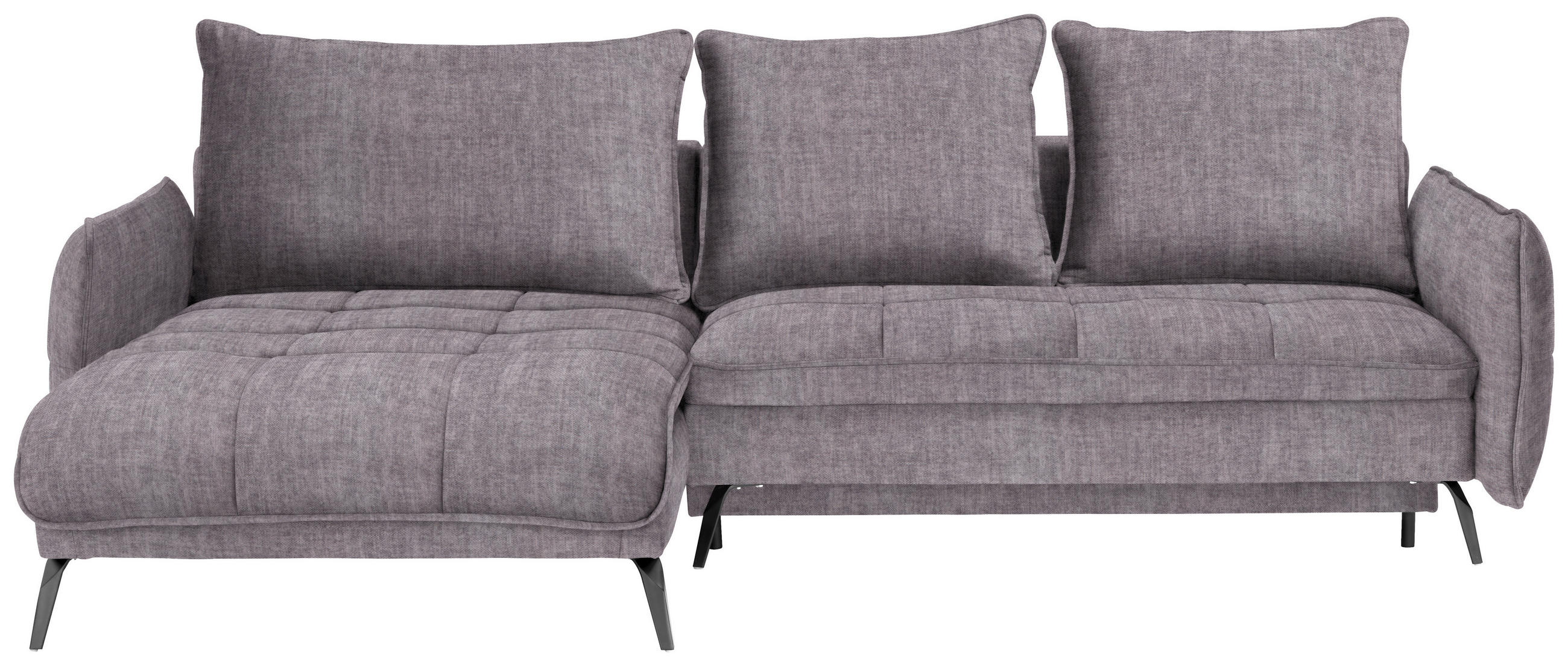 ECKSOFA in Flachgewebe Grau  - Schwarz/Grau, Lifestyle, Textil/Metall (180/273cm) - Hom`in