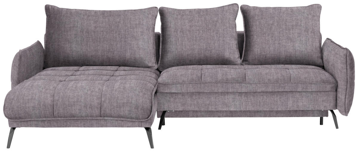 ECKSOFA Grau Flachgewebe  - Schwarz/Grau, LIFESTYLE, Textil/Metall (180/273cm) - Hom`in