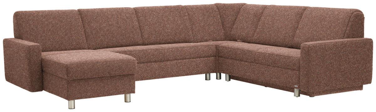 WOHNLANDSCHAFT  in Mikrovelours Terracotta  - Terracotta/Alufarben, KONVENTIONELL, Kunststoff/Textil (158/322/236cm) - Sedda