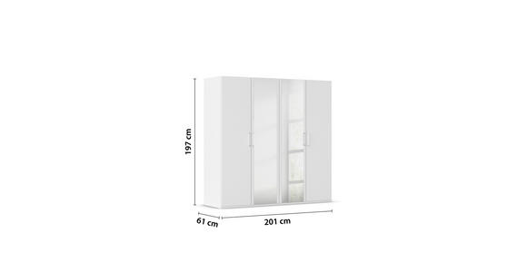 DREHTÜRENSCHRANK 201/197/60 cm 4-türig Weiß - Weiß, Design, Glas/Holzwerkstoff (201/197/60cm) - Novel