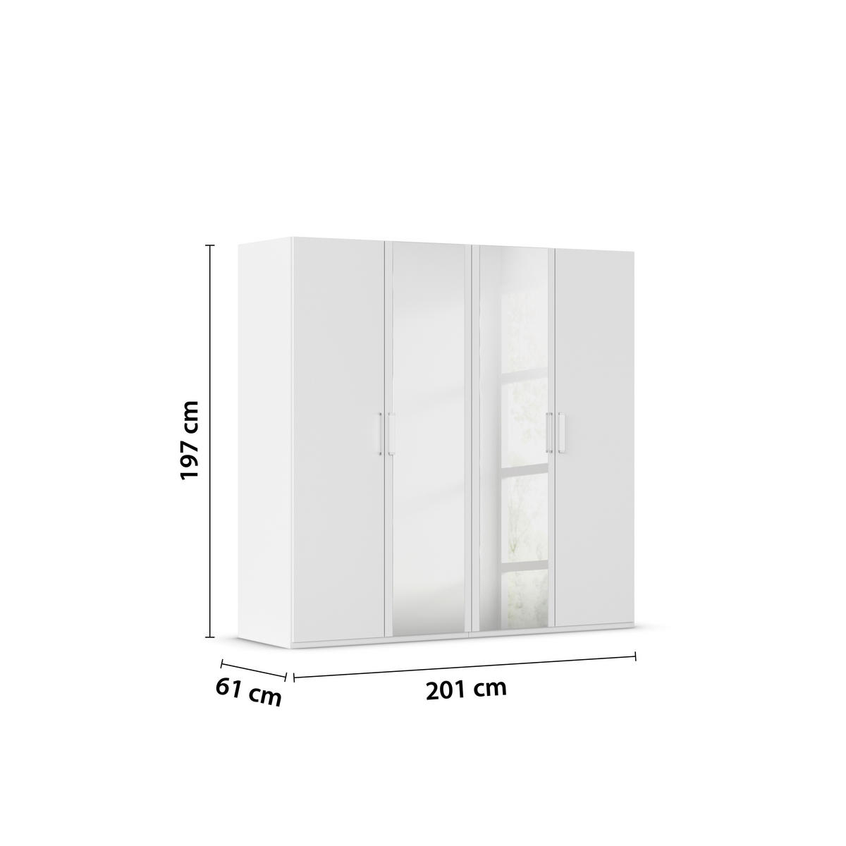DREHTÜRENSCHRANK 201/197/60 cm 4-türig Weiß  - Weiß, Design, Glas/Holzwerkstoff (201/197/60cm) - Novel