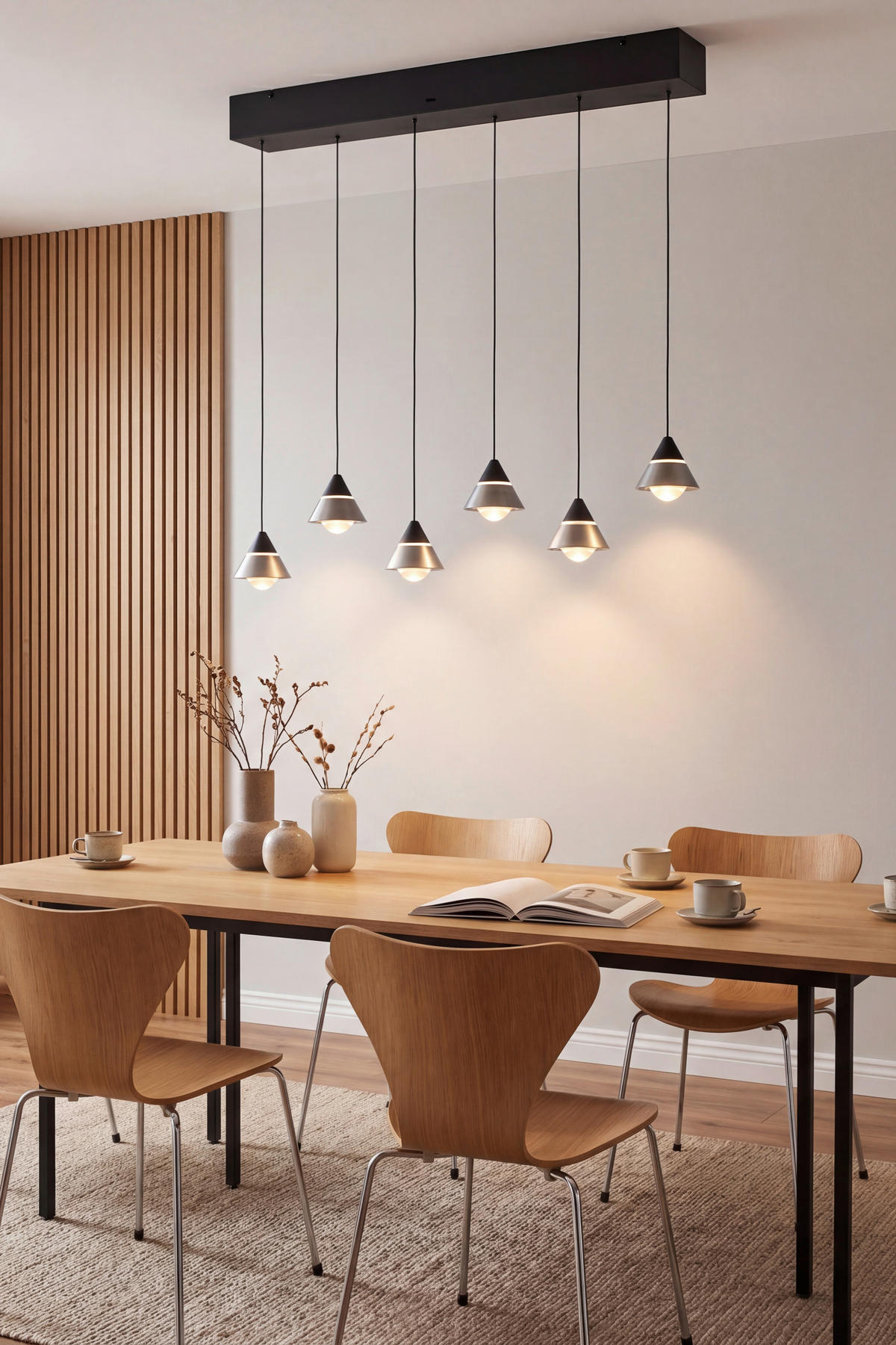 LED-HÄNGELEUCHTE Romeo 75/10/200 cm   - Transparent/Schwarz, Design, Kunststoff/Metall (75/10/200cm) - Trio Leuchten