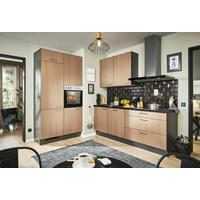 ECKKÜCHE 120/220 cm  in Graphitfarben, Schwarz, Eichefarben  - Eichefarben/Schwarz, Design, Holzwerkstoff/Metall (120/220cm) - Xora