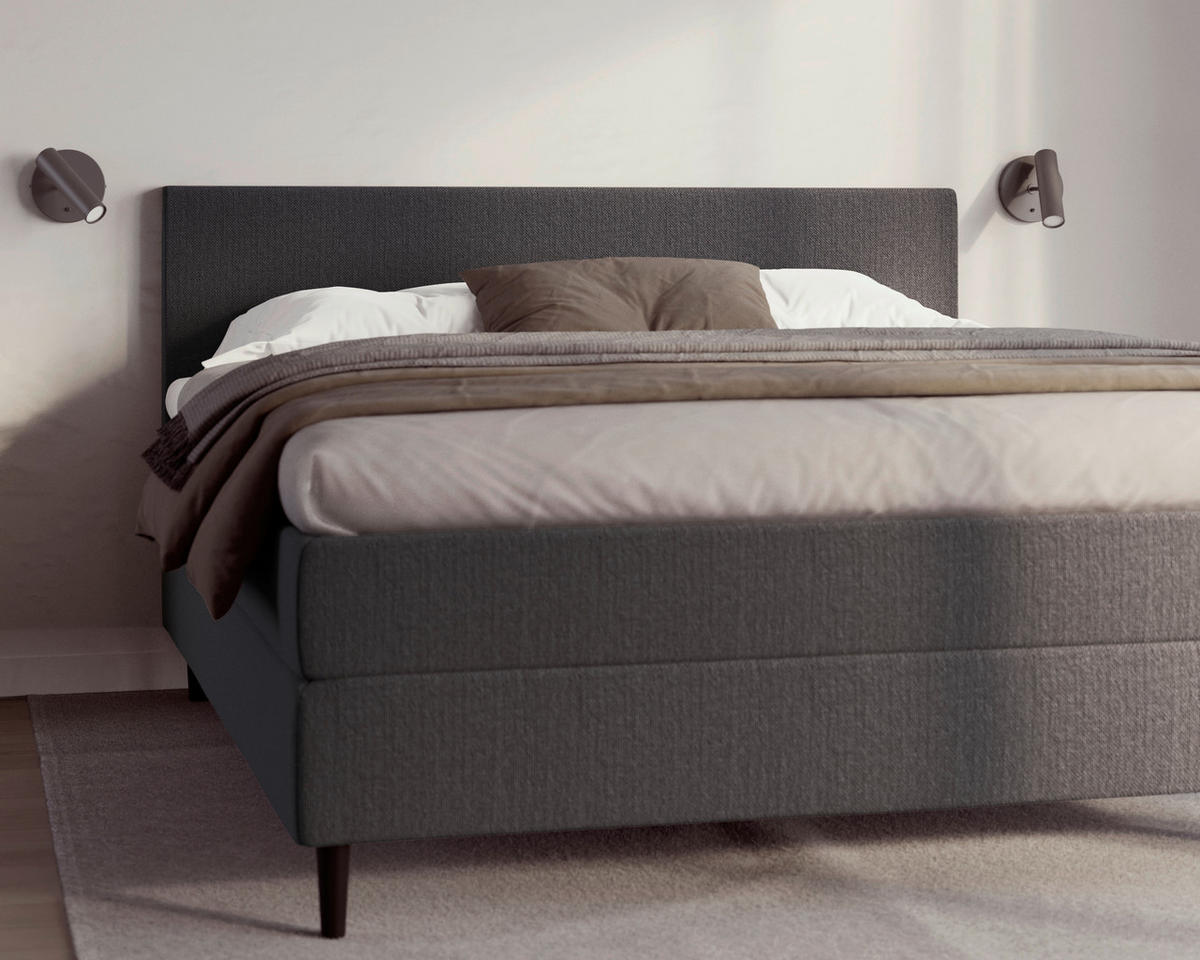 BOXSPRINGBETT 180/200 cm  in Grau  - Schwarz/Grau, KONVENTIONELL, Holz/Textil (180/200cm) - Jensen
