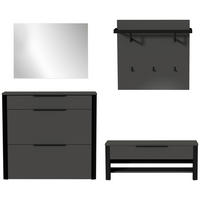 GARDEROBE 4-teilig  in 220/191/34 cm  - Anthrazit/Schwarz, Design, Glas/Holzwerkstoff (220/191/34cm) - Dieter Knoll