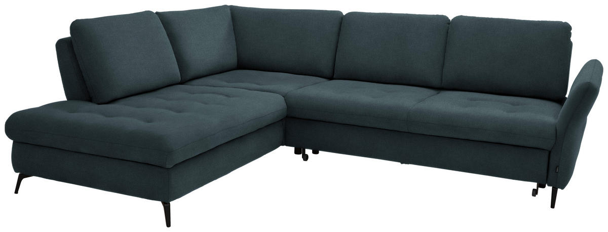 ECKSOFA Blau Flachgewebe  - Blau/Schwarz, Natur, Textil/Metall (233/288cm) - Valnatura