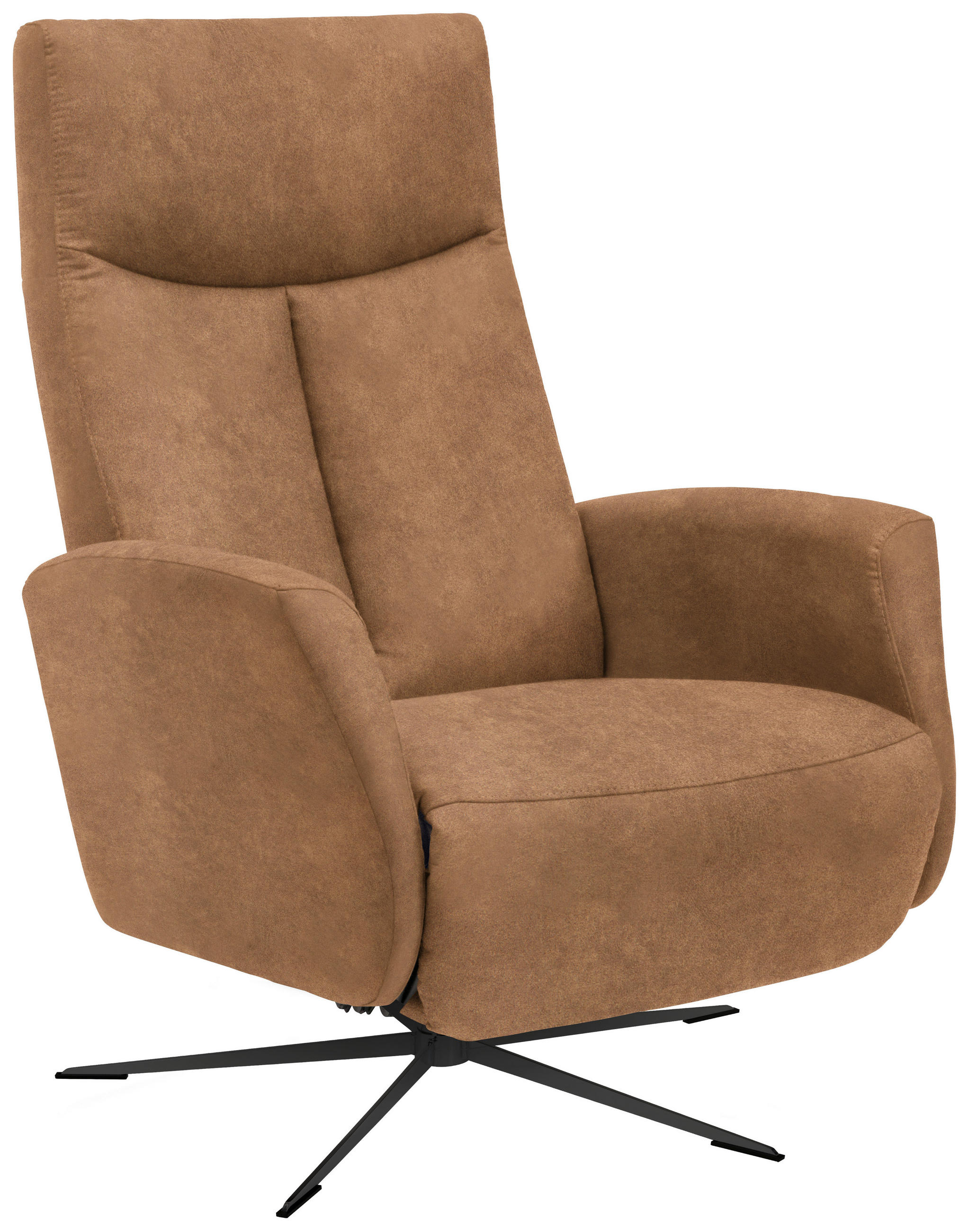 RELAXSESSEL Mikrofaser Relaxfunktion, Fußteilverstellung    - Hellbraun/Schwarz, Design, Textil/Metall (73/105/82cm) - Welnova