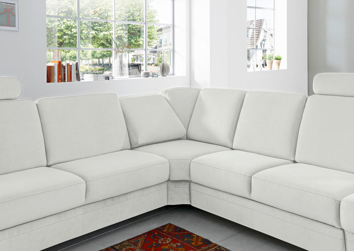 ECKSOFA in Flachgewebe Hellgrau  - Hellgrau/Alufarben, Konventionell, Textil/Metall (269/289cm) - Beldomo System