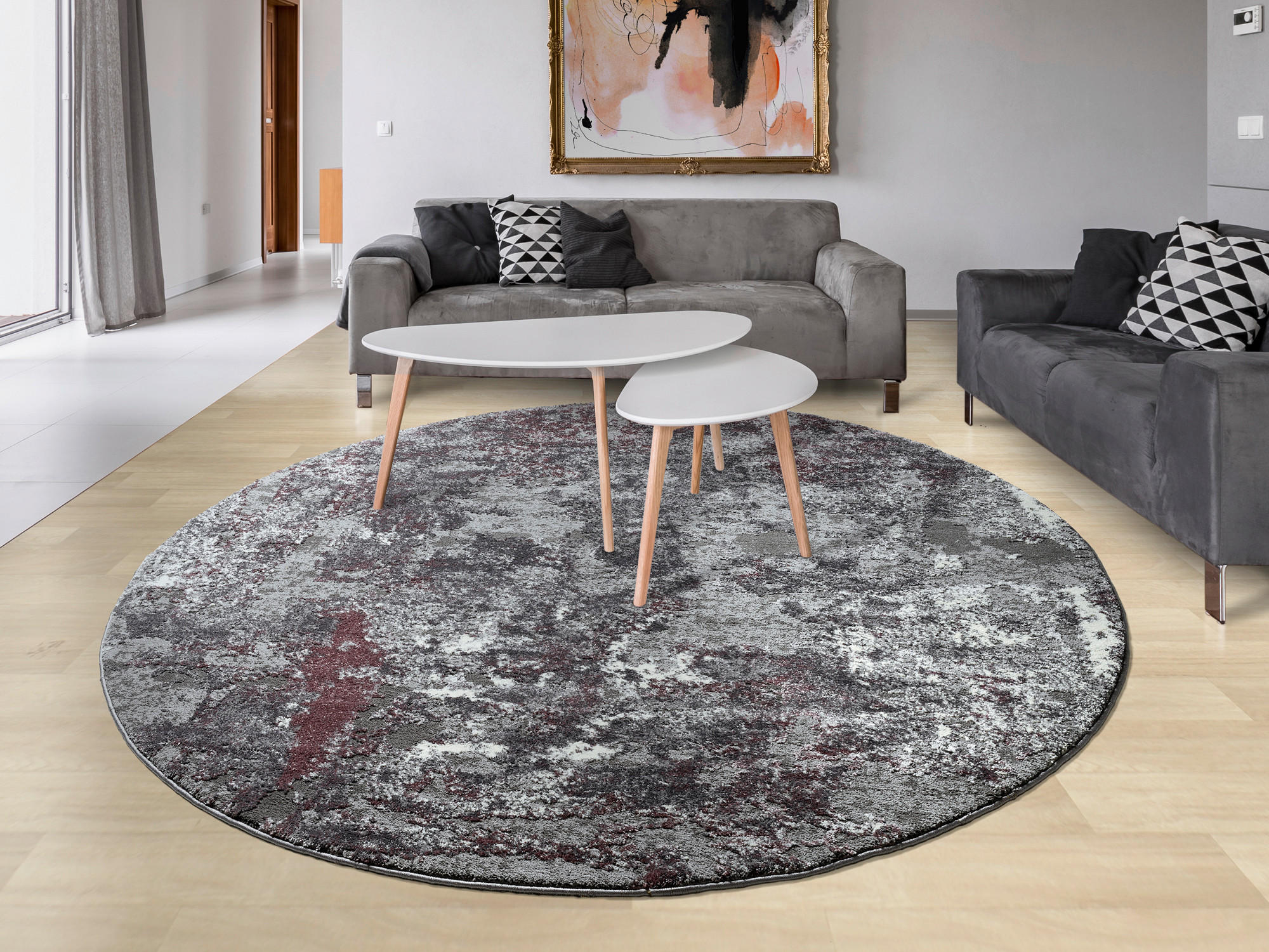 VINTAGE-TEPPICH 120 cm Timeline Quantum Aubergine, Beige  - Beige/Aubergine, Design, Textil (120cm) - Novel