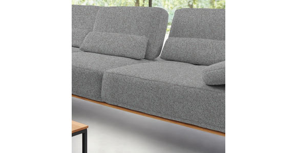 ECKSOFA in Flachgewebe Graublau  - Graublau/Schwarz, Natur, Holz/Textil (176/314cm) - Valnatura