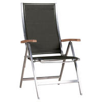 GARTENKLAPPSESSEL in Metall, Textil Edelstahlfarben, Dunkelgrau, Teakfarben  - Edelstahlfarben/Dunkelgrau, Design, Holz/Textil (61/112/68cm) - Zebra 