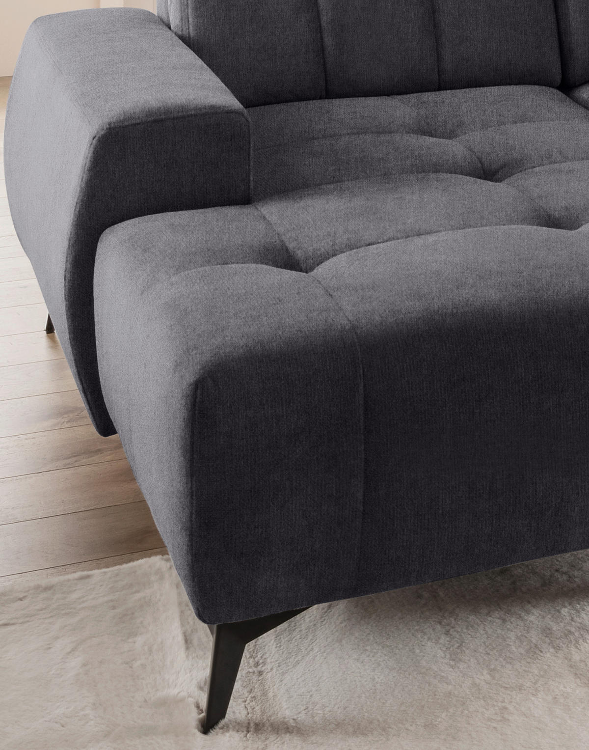 WOHNLANDSCHAFT Anthrazit Mikrofaser  - Anthrazit/Schwarz, MODERN, Textil/Metall (180/337/200cm) - Livetastic