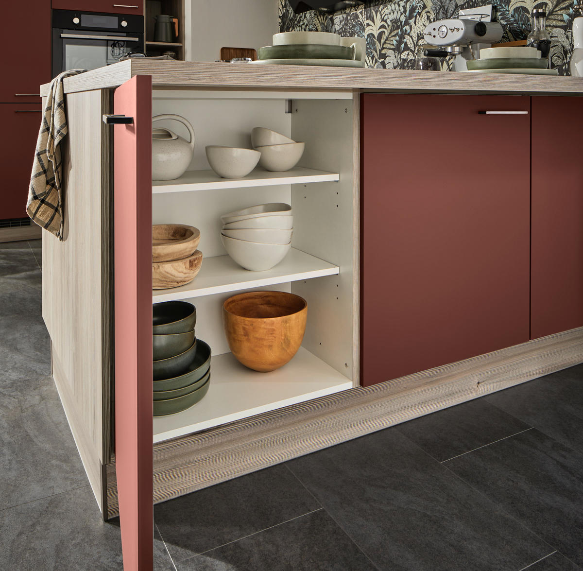 ECKKÜCHE  in Rot  - Rot/Schwarz, Design, Holzwerkstoff/Metall (192/280/150cm) - Xora