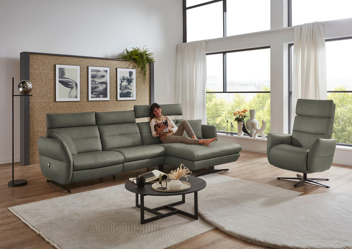 RELAXSESSEL in Leder Grau  - Schwarz/Grau, Design, Leder/Metall (82/119/85cm) - Dieter Knoll