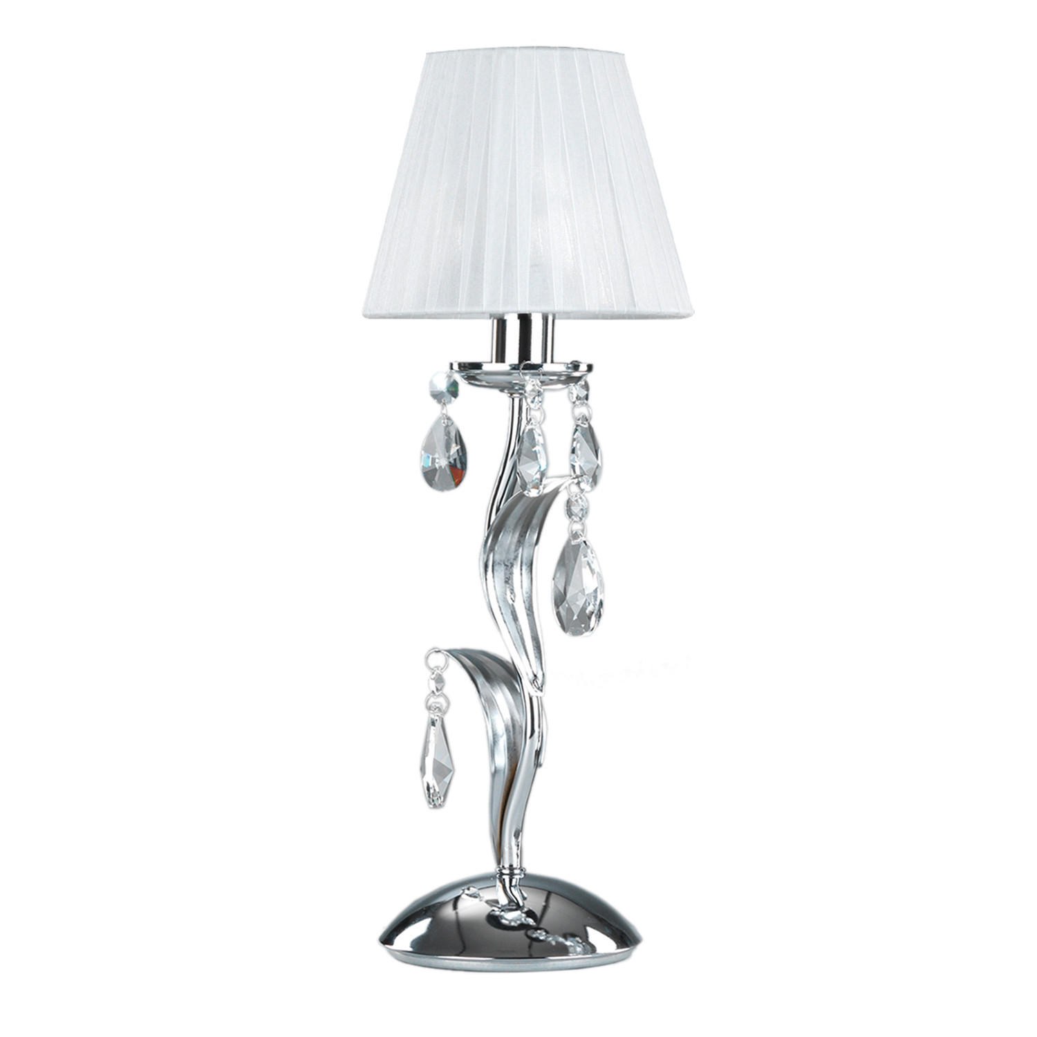 TISCHLEUCHTE 16/45 cm   - Chromfarben/Weiß, KONVENTIONELL, Textil/Metall (16/45cm)