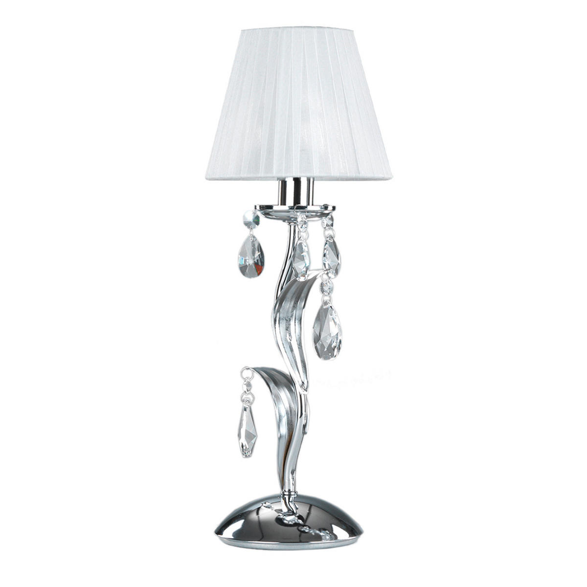 TISCHLEUCHTE 16/45 cm   - Chromfarben/Weiß, KONVENTIONELL, Textil/Metall (16/45cm)