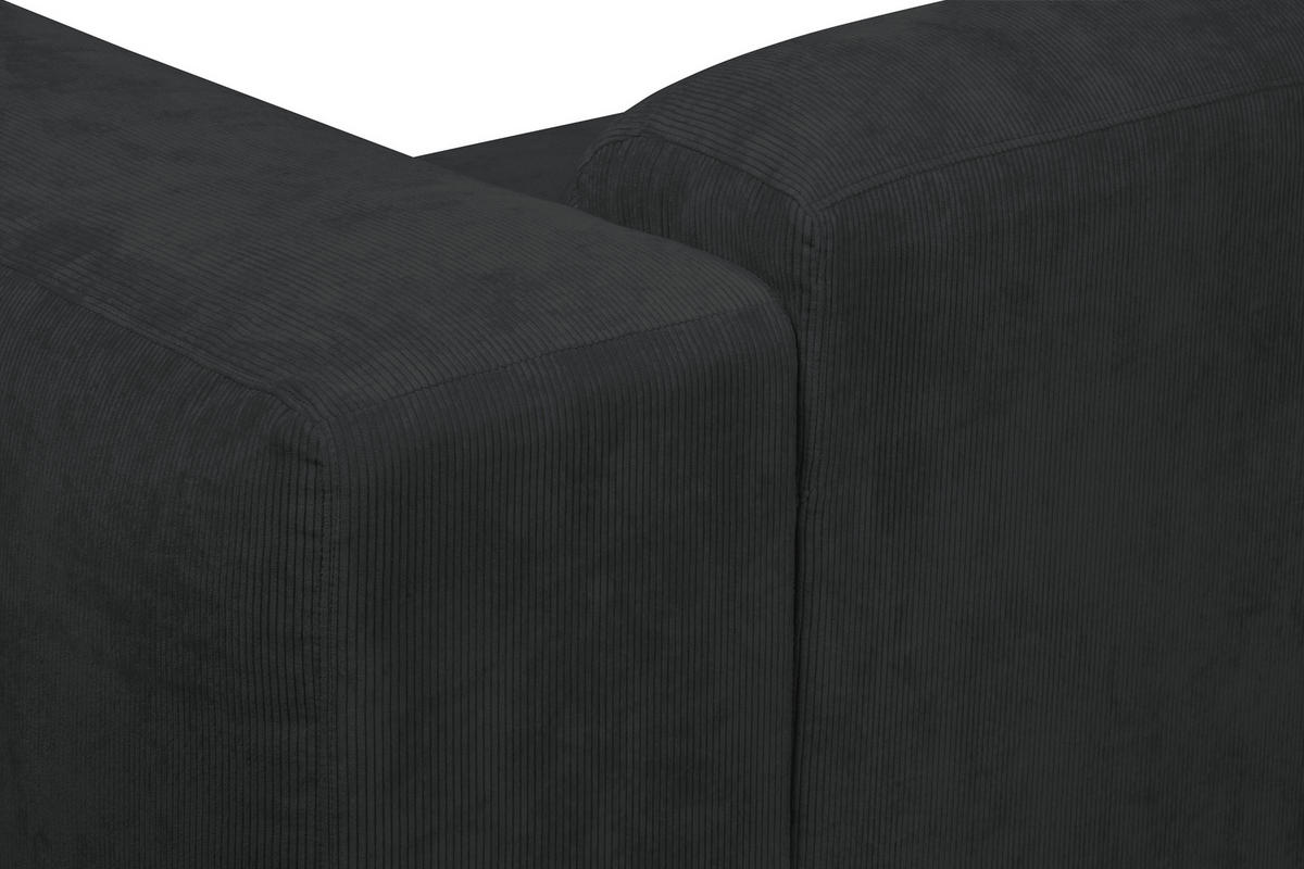 ECKSOFA HANNAH Schwarz Cord  - Schwarz, Design, Kunststoff/Textil (170/343cm) - MID.YOU