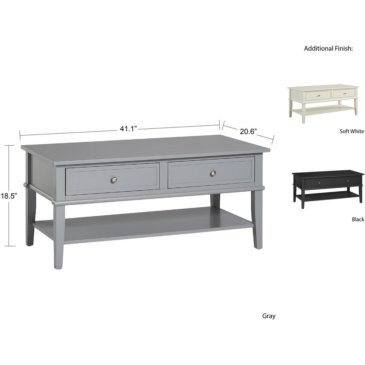 COUCHTISCH 104,4/46,99/52,32 cm rechteckig Grau  - Silberfarben/Grau, Design, Holz/Metall (104,4/46,99/52,32cm) - MID.YOU