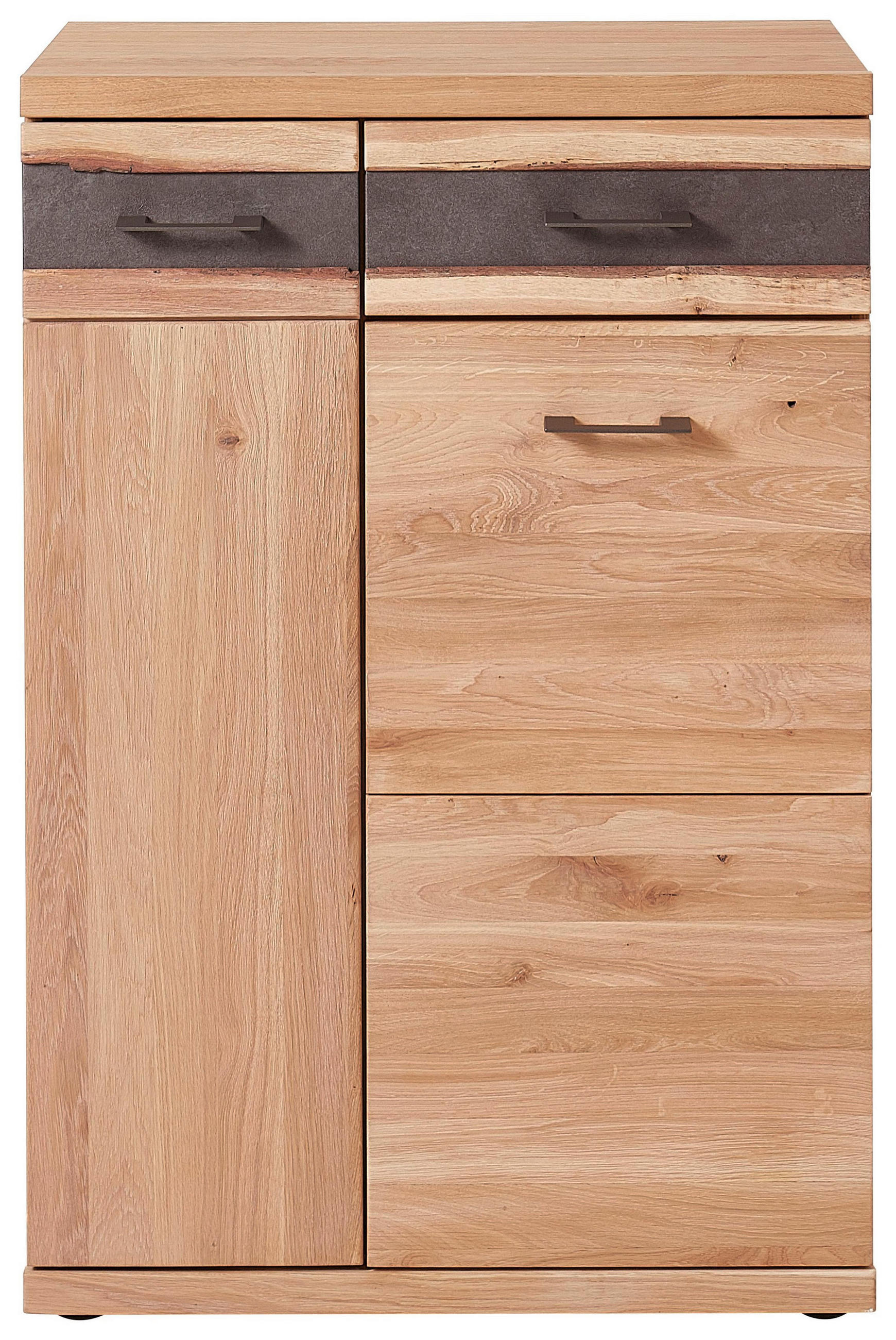 SCHUHSCHRANK Wildeiche furniert, massiv Eichefarben - Eichefarben/Schwarz, Natur, Holz/Holzwerkstoff (71/105/39cm) - Linea Natura