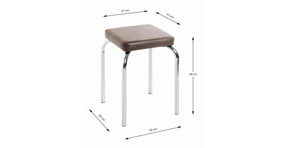 STAPELHOCKER in Metall, Textil Braun  - Chromfarben/Braun, Basics, Textil/Metall (36/49/36cm) - Carryhome