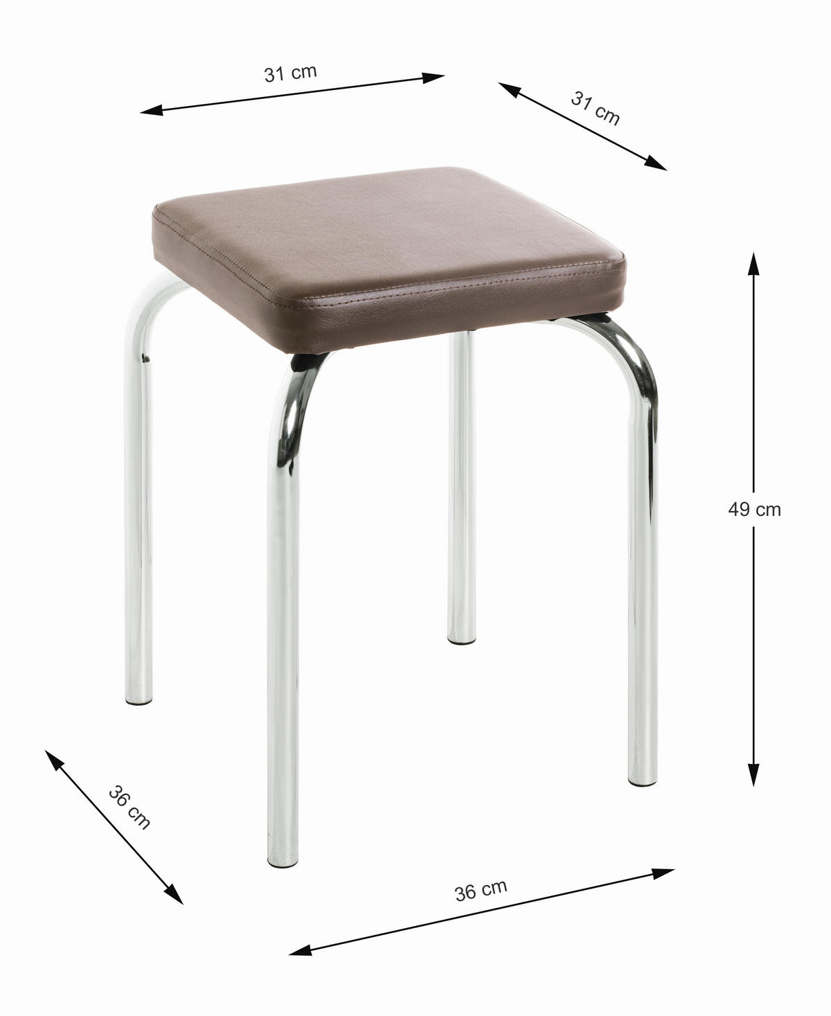 STAPELHOCKER Lederlook Braun  - Chromfarben/Braun, Basics, Textil/Metall (36/49/36cm) - Carryhome