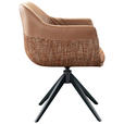 ARMLEHNSTUHL  in Eisen Webstoff, Mikrofaser  - Cognac/Schwarz, Design, Textil/Metall (62/83/60cm) - Novel