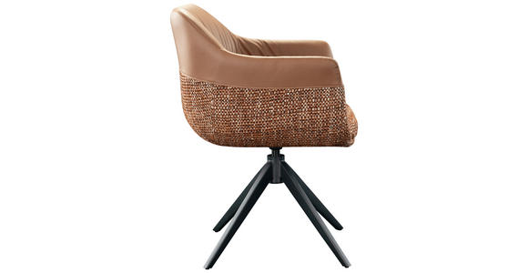 ARMLEHNSTUHL in Eisen Webstoff, Mikrofaser - Cognac/Schwarz, Design, Textil/Metall (62/83/60cm) - Novel