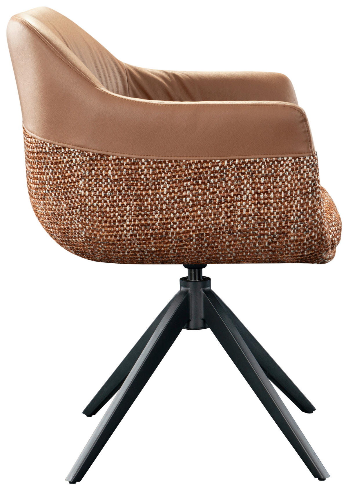 ARMLEHNSTUHL  in Eisen Webstoff, Mikrofaser  - Cognac/Schwarz, Design, Textil/Metall (62/83/60cm) - Novel