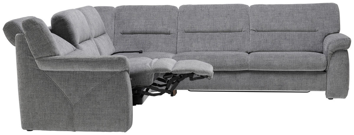 ROHOVÁ SEDAČKA, textil, šedá - šedá/černá, Konvenční, textil/plast (252/282cm) - Himolla