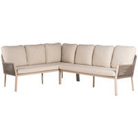 LOUNGEGARNITUR 205/255 cm Aluminium  - Weiss/Champagner, Basics, Textil/Metall (205/255cm) - Tierra Outdoor