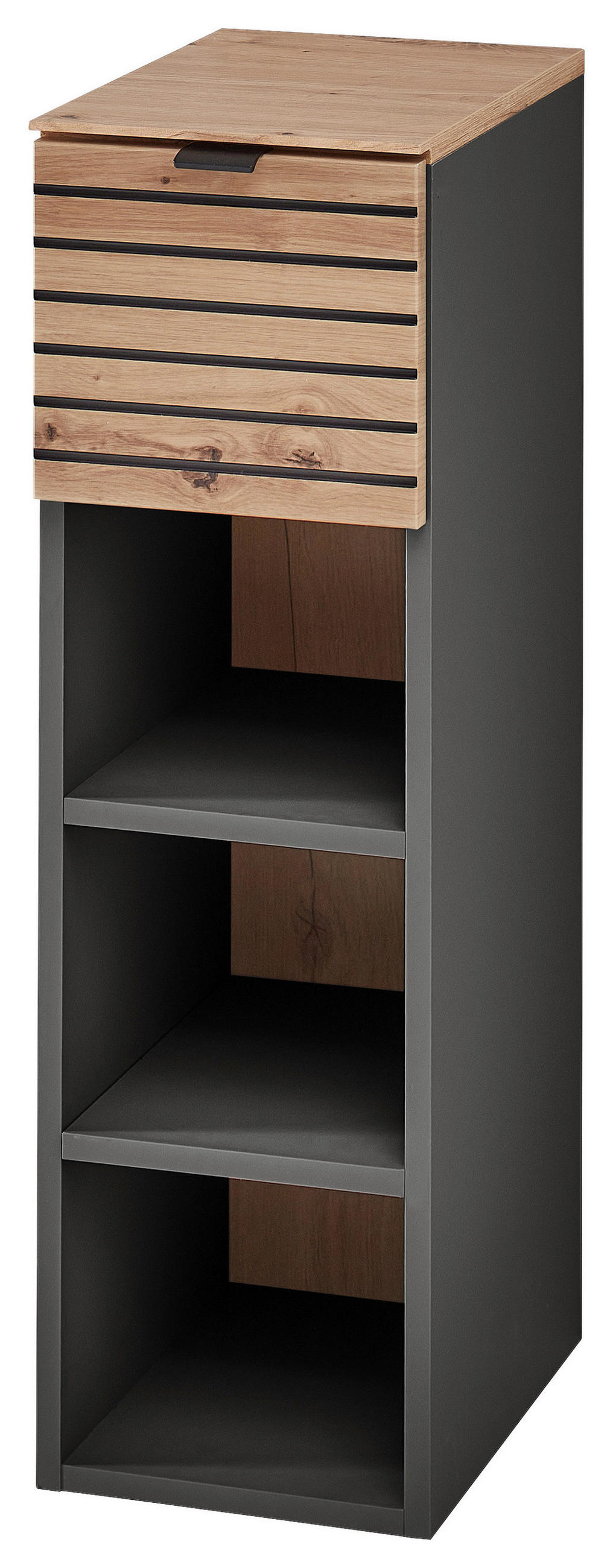 Thumbnail - Voleo Hängeelement, Graphit, Eiche Artisan, Holzwerkstoff, 2 Fächer, 1 Schublade(n) Schubladen, 25x84x37 cm, Beimöbel er...