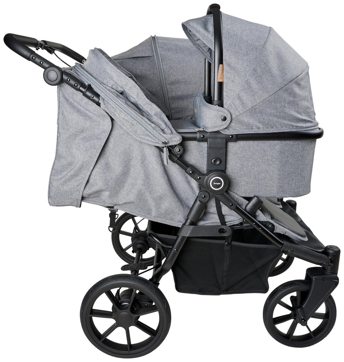 ZWILLINGSWAGEN  - Schwarz/Grau, Basics, Textil/Metall (100/110/75cm) - Jimmylee