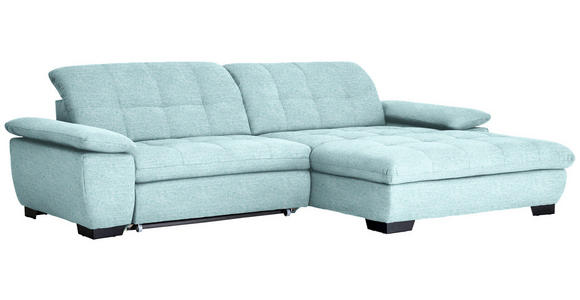 ECKSOFA in Webstoff Türkis  - Türkis/Schwarz, Design, Textil/Metall (265/180cm) - Carryhome