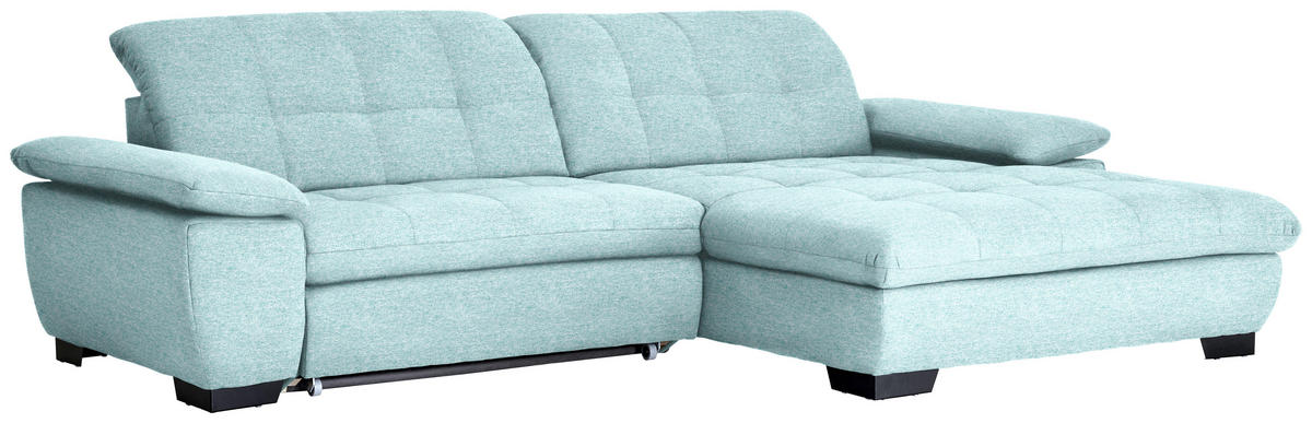 ECKSOFA in Webstoff Türkis  - Türkis/Schwarz, Design, Textil/Metall (265/180cm) - Carryhome