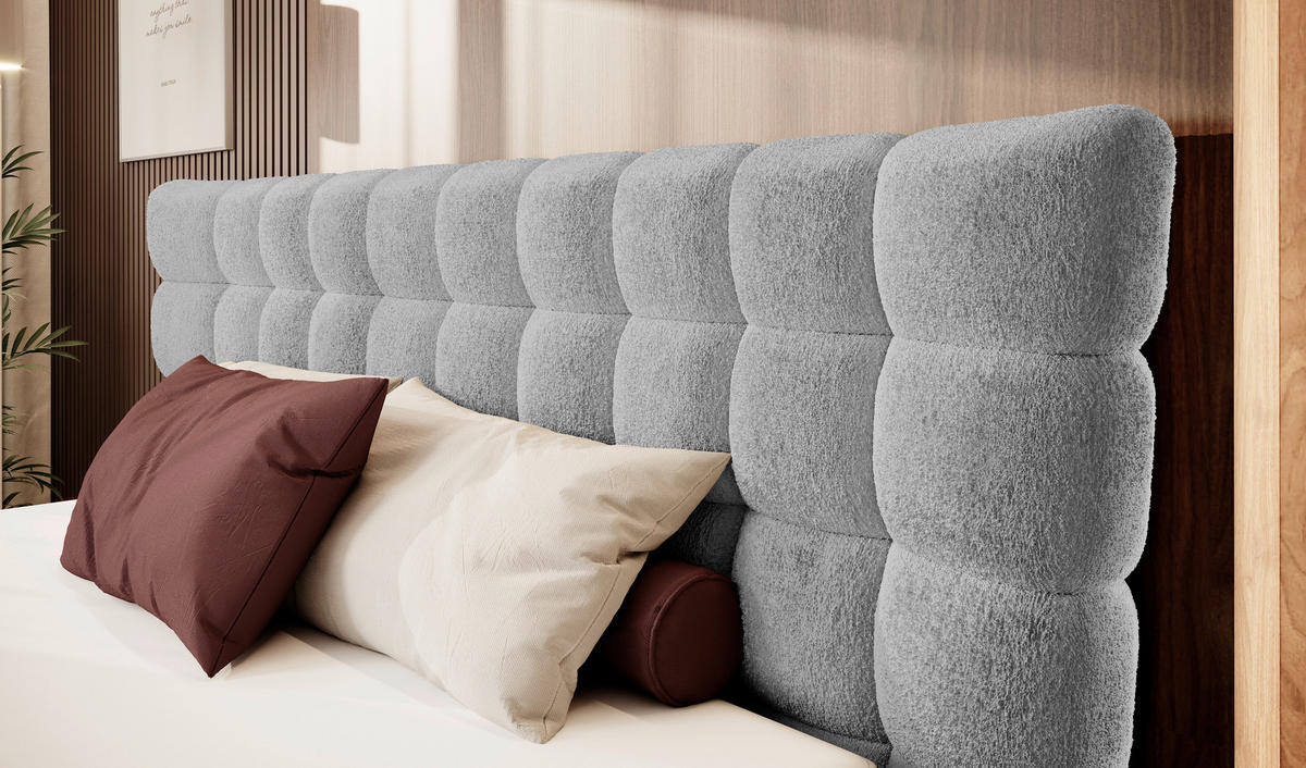 BOXSPRINGBETT 180/200 cm  in Hellgrau  - Hellgrau/Schwarz, Design, Holz/Holzwerkstoff (180/200cm) - Esposa