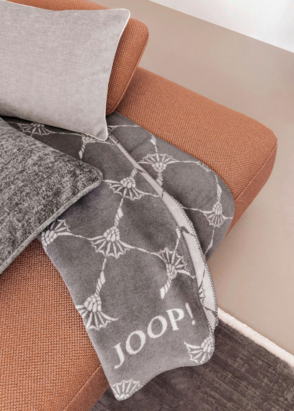 DECKE 150/200 cm  - Schieferfarben/Hellgrau, Basics, Textil (150/200cm) - Joop!