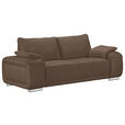 2-SITZER-SOFA Lederlook Braun  - Chromfarben/Braun, KONVENTIONELL, Textil/Metall (212/85/95cm) - Carryhome