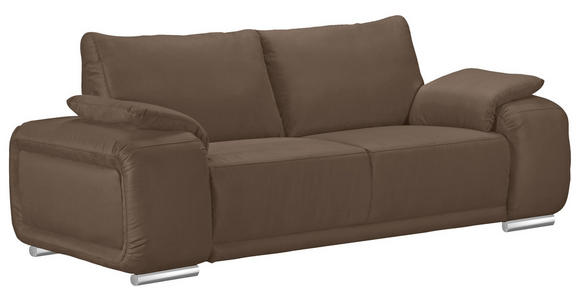 2-SITZER-SOFA Lederlook Braun - Chromfarben/Braun, KONVENTIONELL, Textil/Metall (212/85/95cm) - Carryhome
