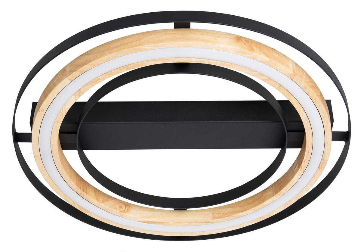 PLAFONIERĂ CU LED - negru/maro deschis, Basics, lemn/metal (47/7cm)