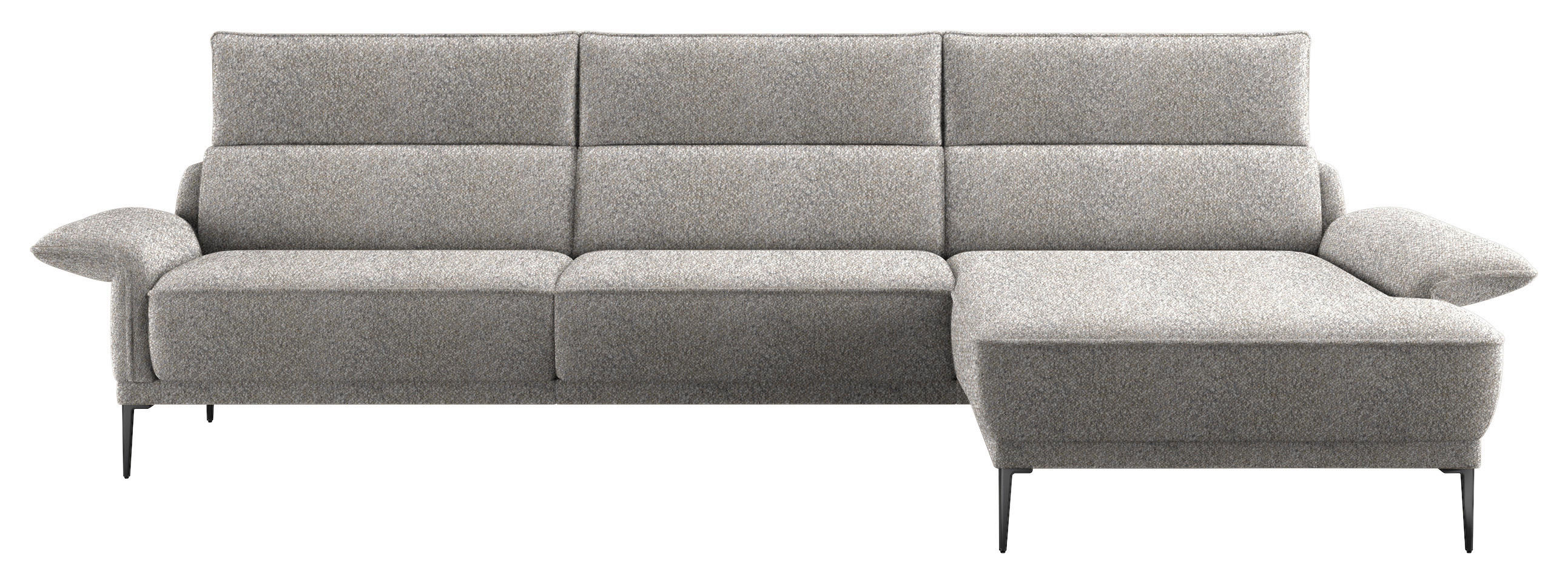 ECKSOFA in Bouclé Hellgrau  - Hellgrau/Schwarz, Design, Textil/Metall (330/186cm) - Johann Jakob