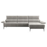ECKSOFA in Bouclé Hellgrau  330/186 cm  - Hellgrau/Schwarz, Design, Textil/Metall (330/186cm) - Johann Jakob