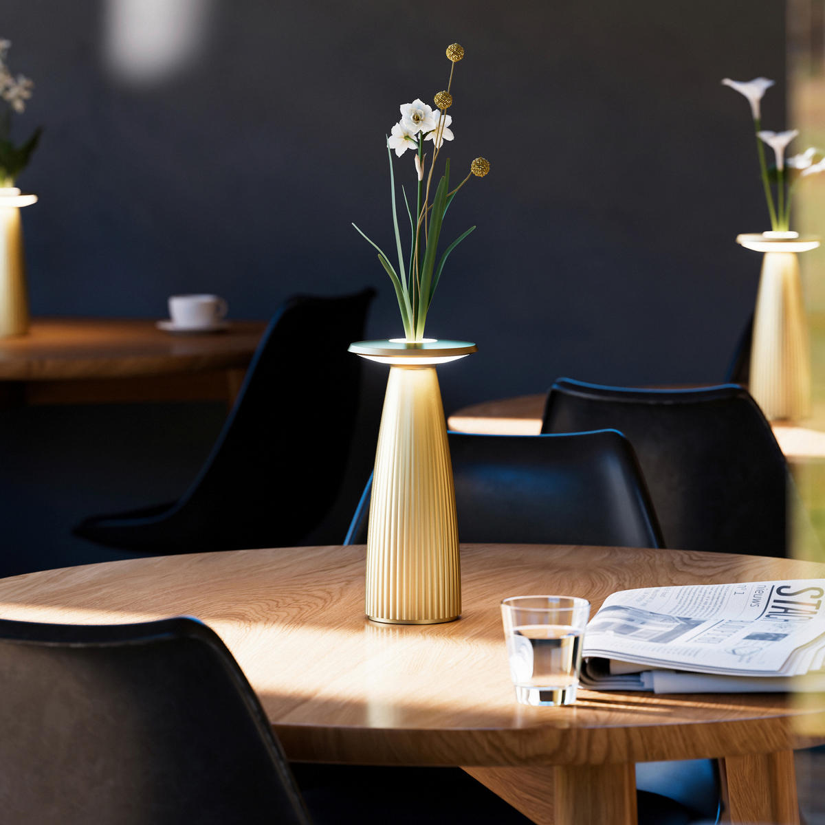 AKKU-TISCHLEUCHTE Nuflair 11,5/11,5/24 cm   - Goldfarben, Design, Metall (11,5/11,5/24cm)