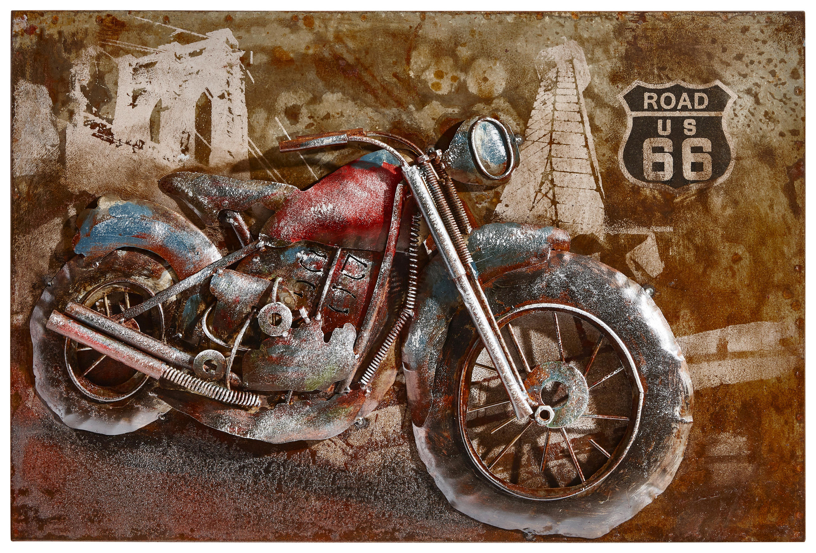 METALLBILD Fahrzeuge 60/40 cm  - Rostfarben/Multicolor, Trend, Metall (60/40cm) - Monee