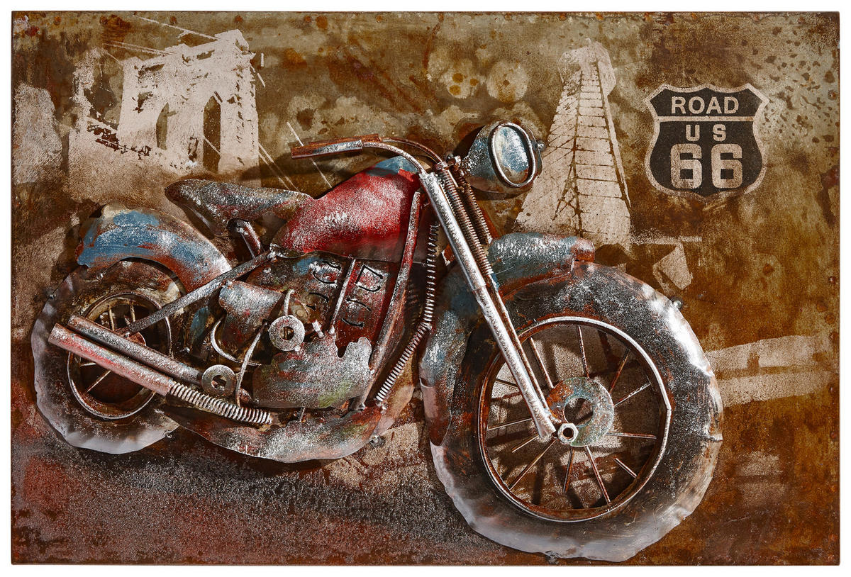 METALLBILD Fahrzeuge 60/40 cm  - Rostfarben/Multicolor, Trend, Metall (60/40cm) - Monee