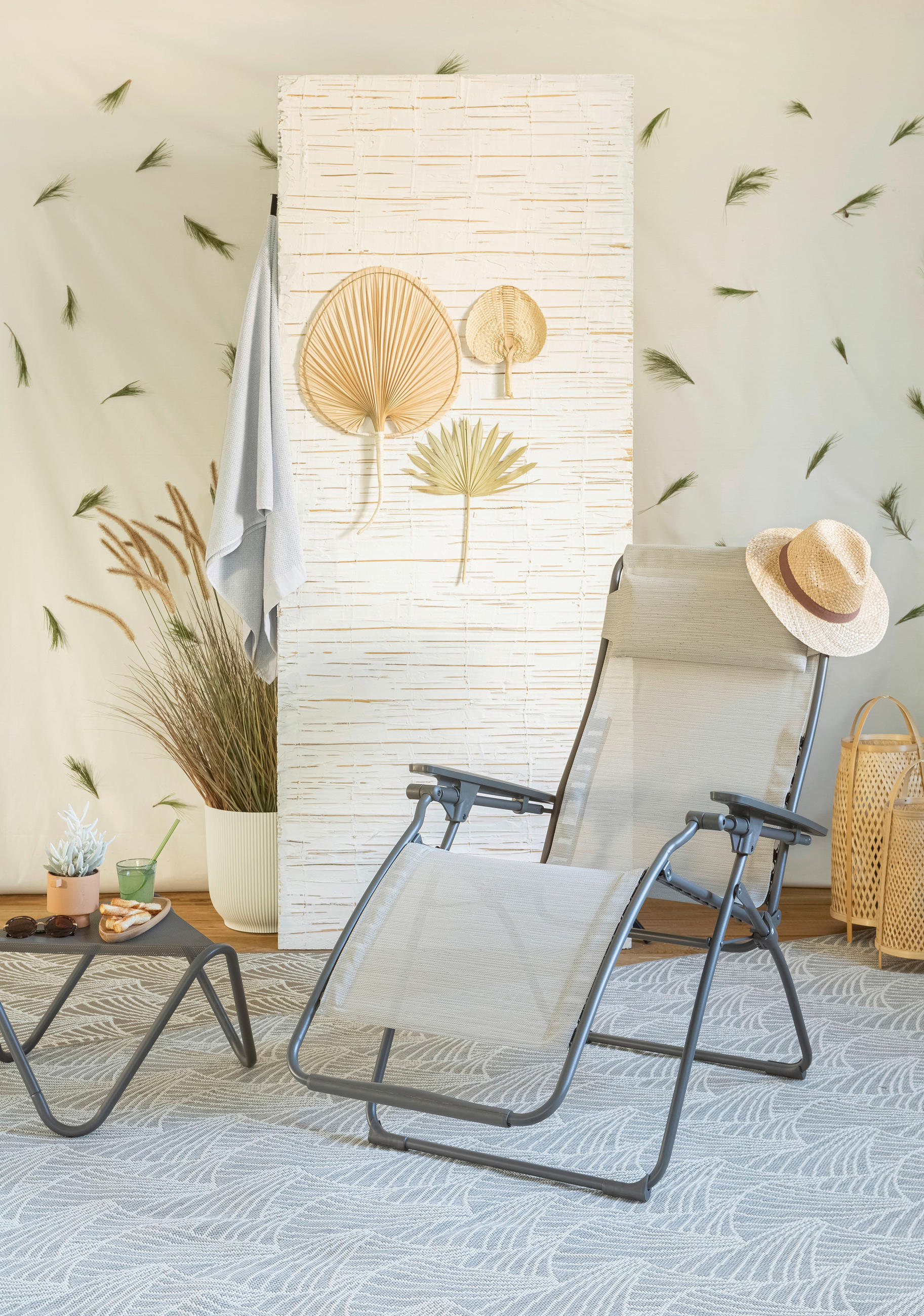GARTEN-RELAXSESSEL Stahl  - Titanfarben/Hellgrau, Basics, Kunststoff/Textil (71/115/88cm) - Lafuma Mobilier