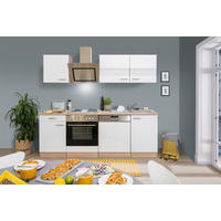 KÜCHENBLOCK 220 cm   in Weiß  - Edelstahlfarben/Eichefarben, Basics, Holzwerkstoff/Metall (220cm) - Respekta